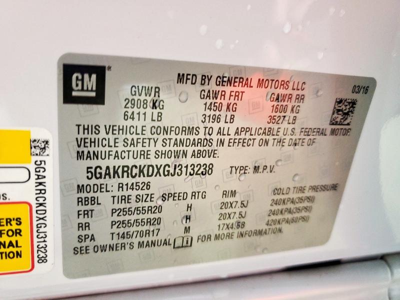 2016 BUICK ENCLAVE - 5GAKRCKDXGJ313238