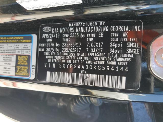 2019 KIA SORENTO L - 5XYPG4A30KG594144