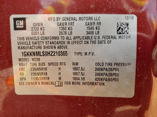 2017 GMC ACADIA SLT-1 1GKKNMLS0HZ210365