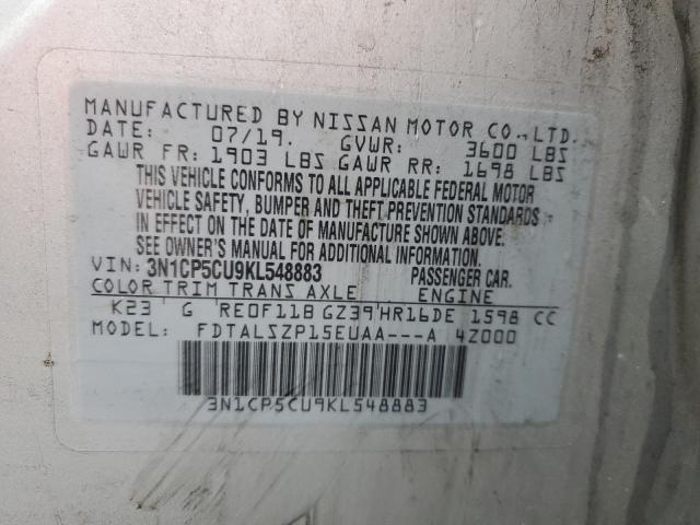 2019 NISSAN KICKS S - 3N1CP5CU9KL548883