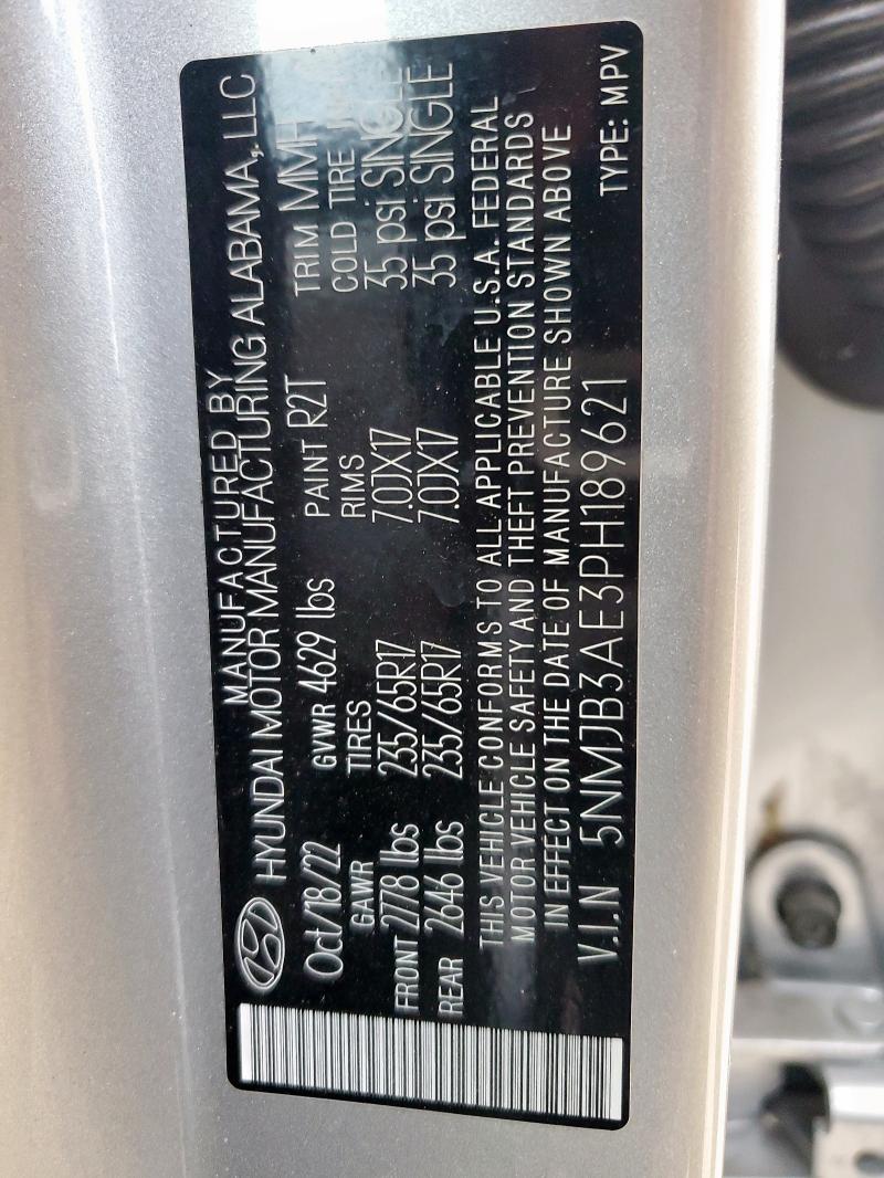 2023 HYUNDAI TUCSON SEL 5NMJB3AE3PH189621