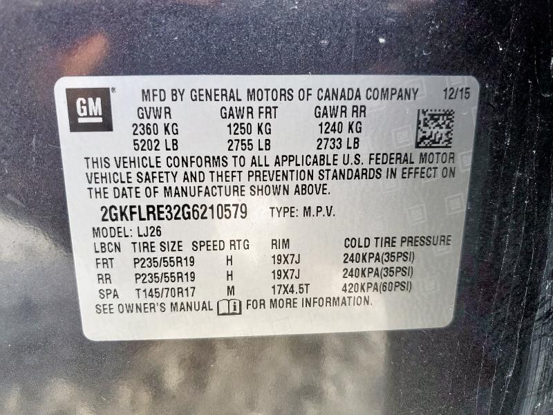 2016 GMC TERRAIN DE - 2GKFLRE32G6210579