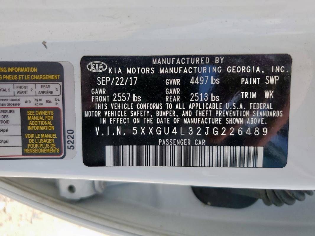 2018 KIA OPTIMA EX - 5XXGU4L32JG226489