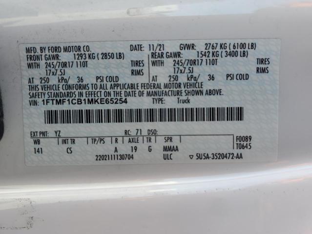 2021 FORD F150 - 1FTMF1CB1MKE65254