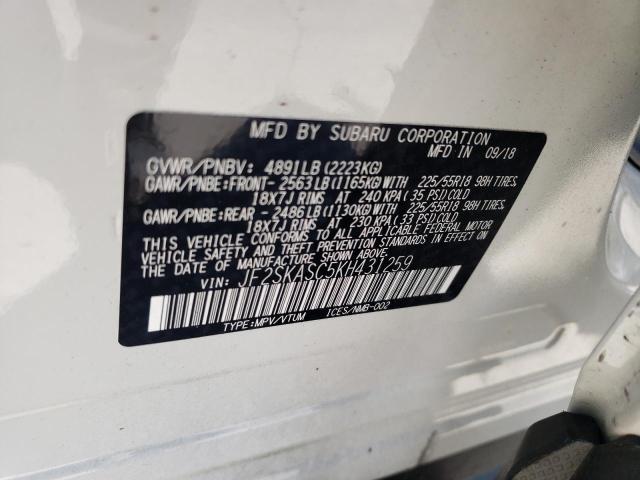 2019 SUBARU FORESTER L - JF2SKASC5KH431259