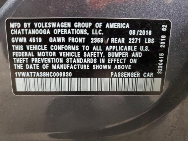 2017 VOLKSWAGEN PASSAT S 1VWAT7A38HC006830