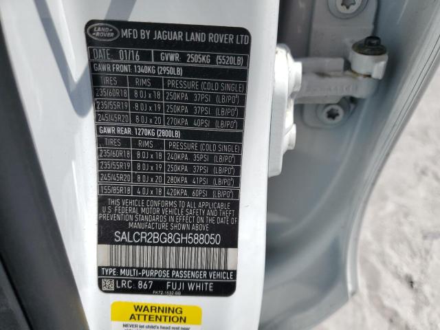 2016 LAND ROVER DISCOVERY SALCR2BG8GH588050