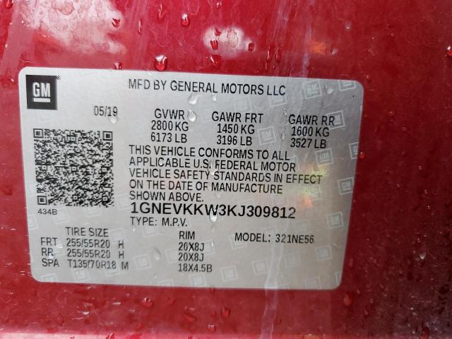 2019 CHEVROLET TRAVERSE P - 1GNEVKKW3KJ309812