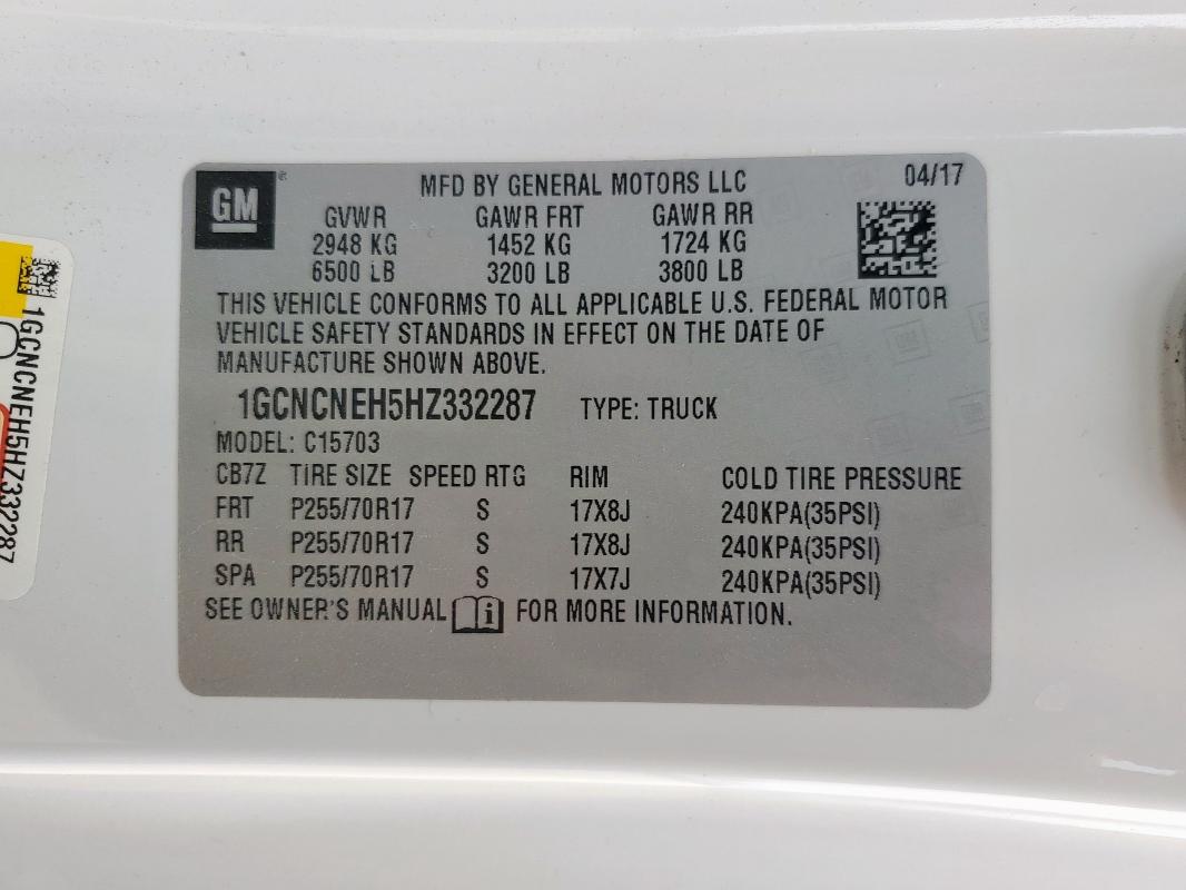 2017 CHEVROLET SILVERADO - 1GCNCNEH5HZ332287