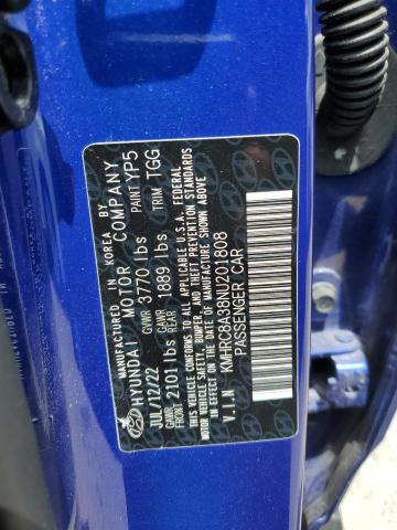 2022 HYUNDAI VENUE SEL KMHRC8A38NU201808
