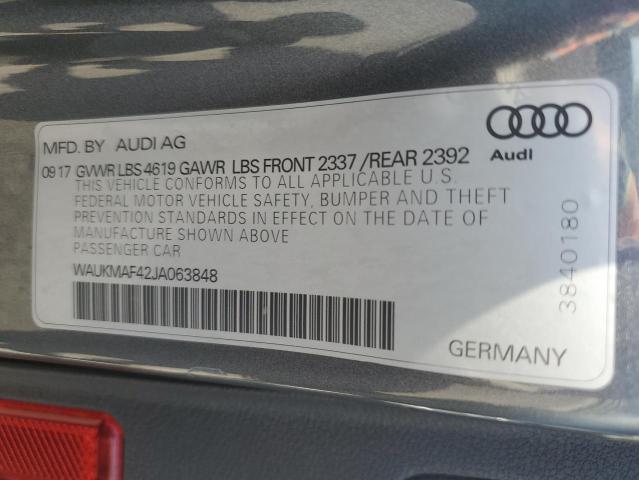 2018 AUDI A4 PREMIUM WAUKMAF42JA063848