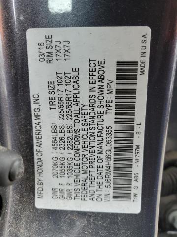 2016 HONDA CR-V EX - 5J6RM4H56GL053355