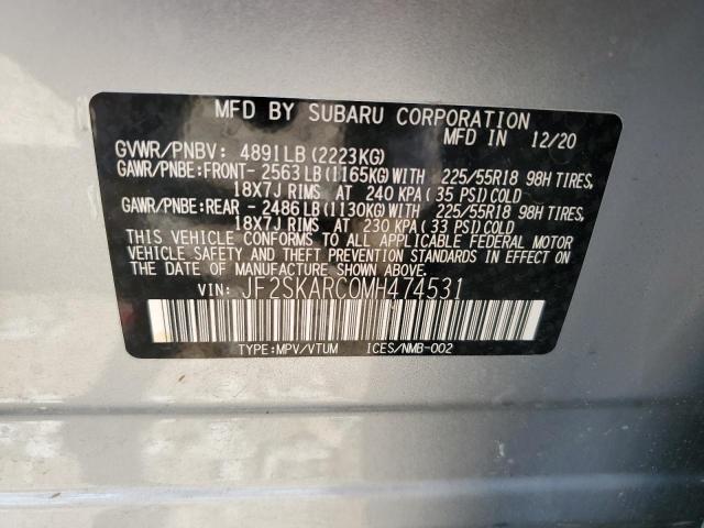 2021 SUBARU FORESTER S JF2SKARC0MH474531