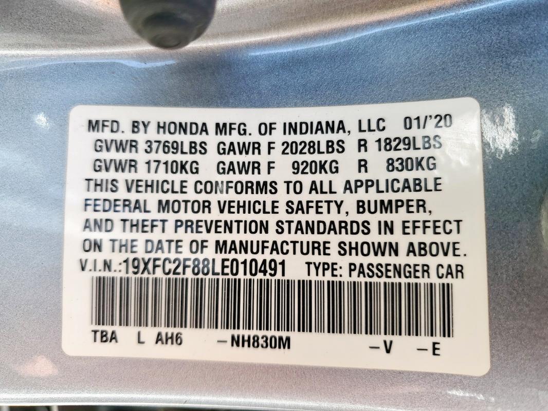 2020 HONDA CIVIC SPOR - 19XFC2F88LE010491
