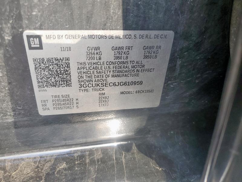2018 CHEVROLET SILVERADO - 3GCUKSEC6JG610959