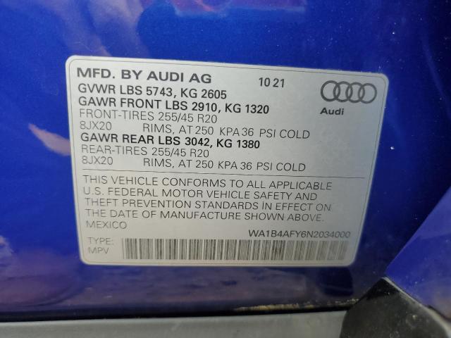 2022 AUDI SQ5 PREMIU WA1B4AFY6N2034000