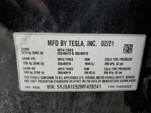 2021 TESLA MODEL S - 5YJSA1E52MF428241