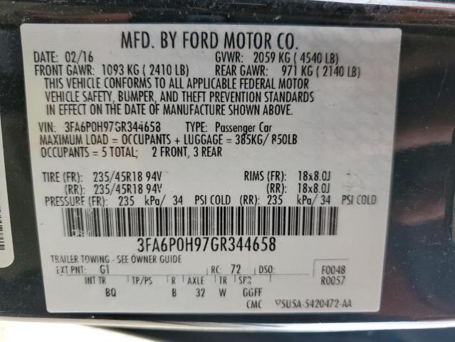 2016 FORD FUSION SE - 3FA6P0H97GR344658