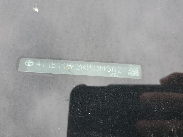 2019 TOYOTA CAMRY L - 4T1B11HK3KU194502