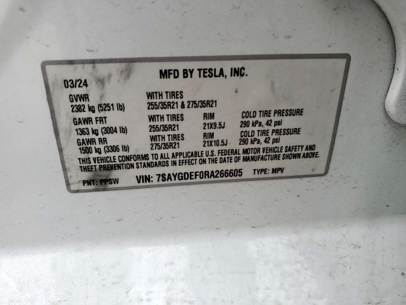 2024 TESLA MODEL Y - 7SAYGDEF0RA266605