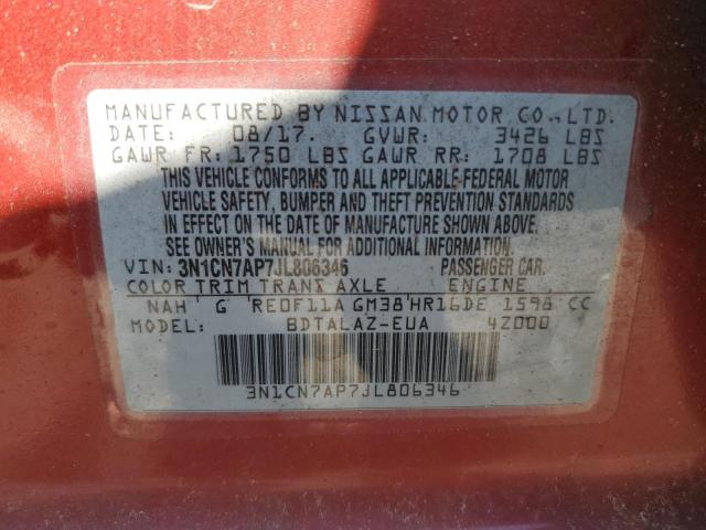 2018 NISSAN VERSA S - 3N1CN7AP7JL806346