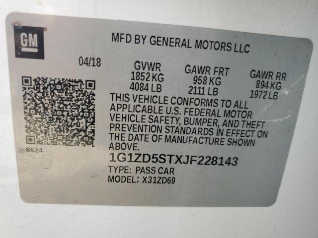 2018 CHEVROLET MALIBU 1G1ZD5STXJF228143
