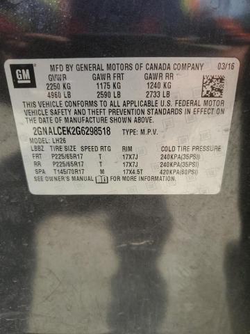 2016 CHEVROLET EQUINOX LT - 2GNALCEK2G6298518