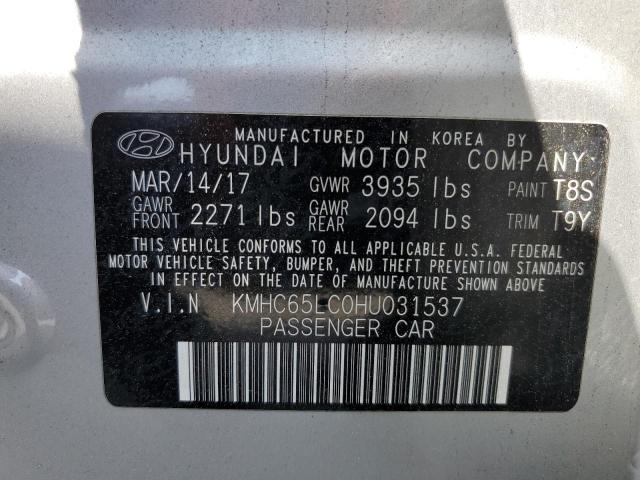 2017 HYUNDAI IONIQ BLUE - KMHC65LC0HU031537