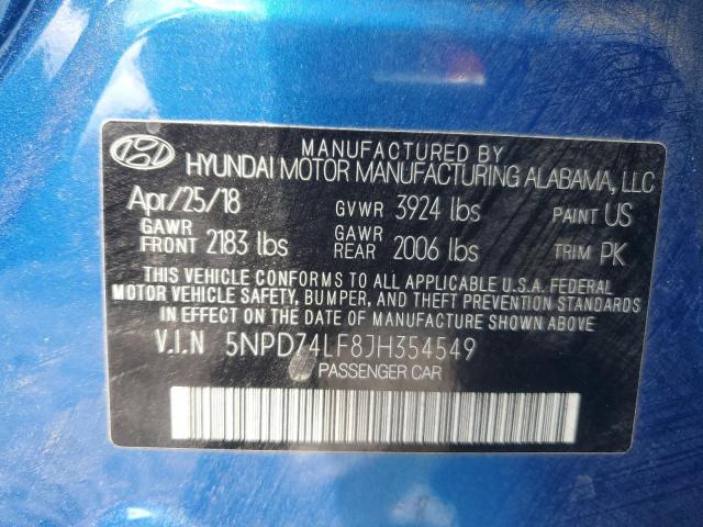 2018 HYUNDAI ELANTRA SE 5NPD74LF8JH354549