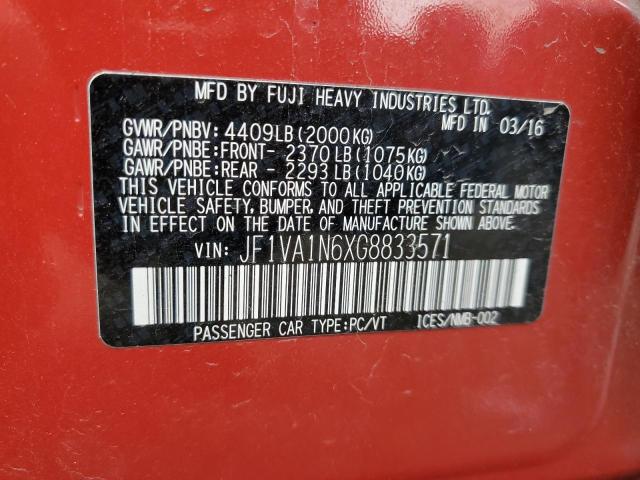 2016 SUBARU WRX LIMITE JF1VA1N6XG8833571