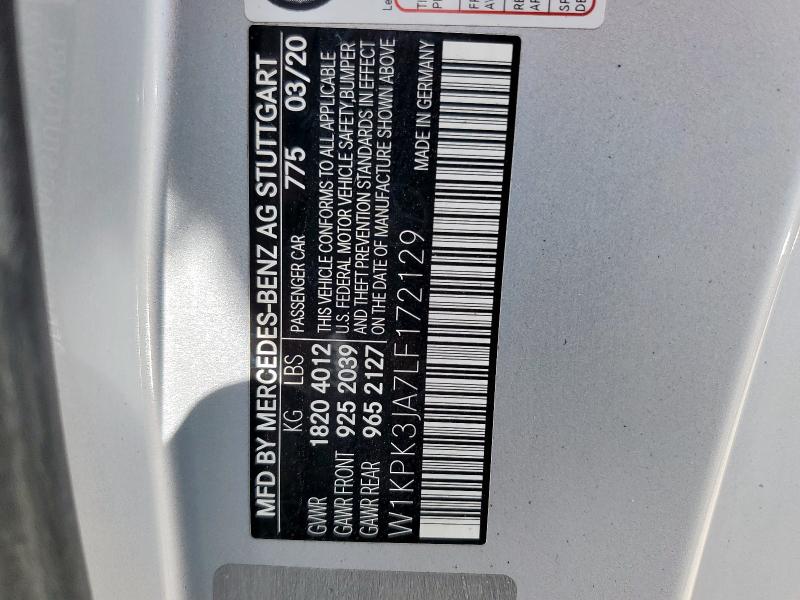 2020 MERCEDES-BENZ SLC 300 W1KPK3JA7LF172129