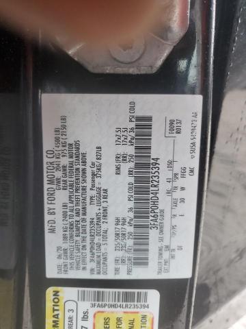 2020 FORD FUSION SE - 3FA6P0HD4LR235394