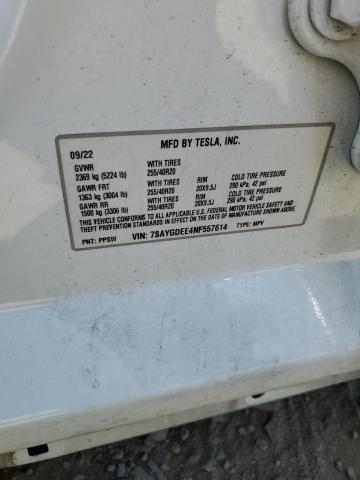 2022 TESLA MODEL Y - 7SAYGDEE4NF557614