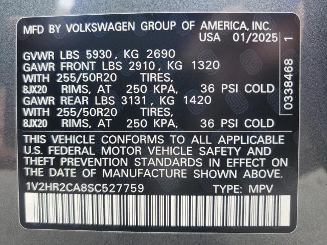 2025 VOLKSWAGEN ATLAS SE 1V2HR2CA8SC527759