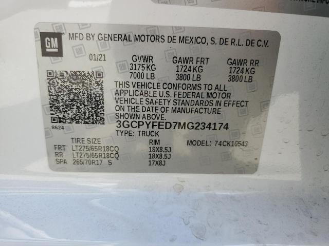 2021 CHEVROLET SILVERADO - 3GCPYFED7MG234174