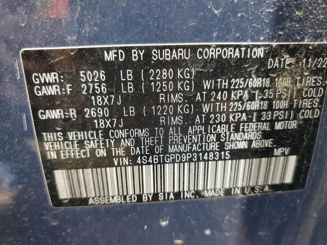 2023 SUBARU OUTBACK TO 4S4BTGPD9P3148315