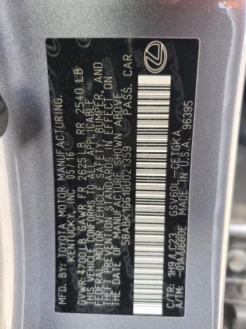 2016 LEXUS ES 350 - 58ABK1GG1GU021359