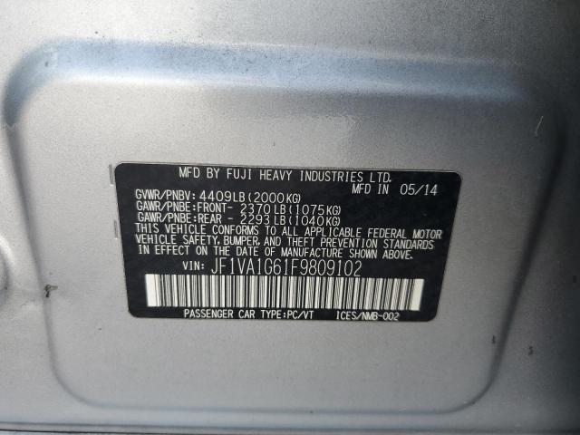 2015 SUBARU WRX LIMITE JF1VA1G61F9809102
