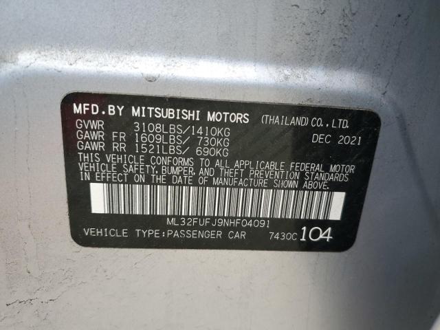 2022 MITSUBISHI MIRAGE G4 ML32FUFJ9NHF04091