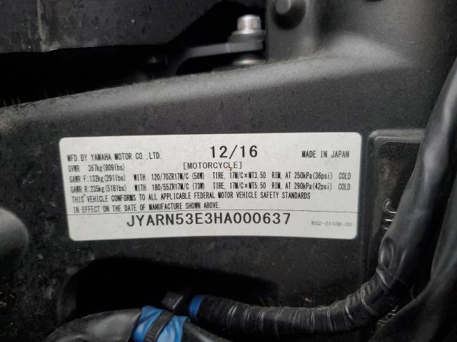 2017 YAMAHA FZ09 JYARN53E3HA000637
