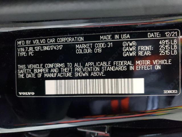 2022 VOLVO S60 B5 INS 7JRL12FL9NG174317