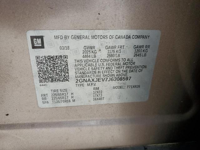 2018 CHEVROLET EQUINOX LT - 2GNAXJEV7J6308597