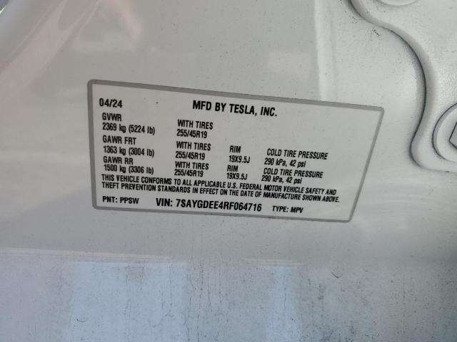 2024 TESLA MODEL Y 7SAYGDEE4RF064716
