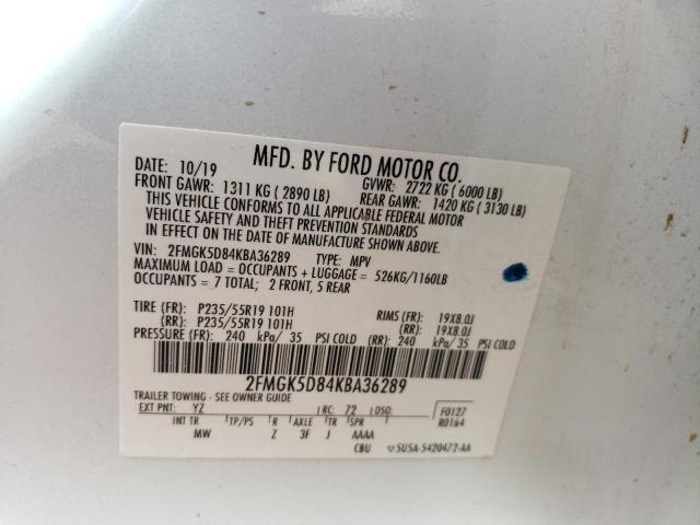 2019 FORD FLEX LIMIT 2FMGK5D84KBA36289