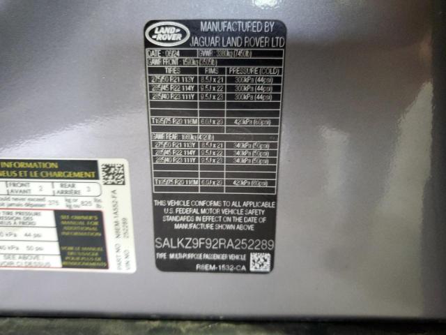 2024 LAND ROVER RANGE ROVE - SALKZ9F92RA252289