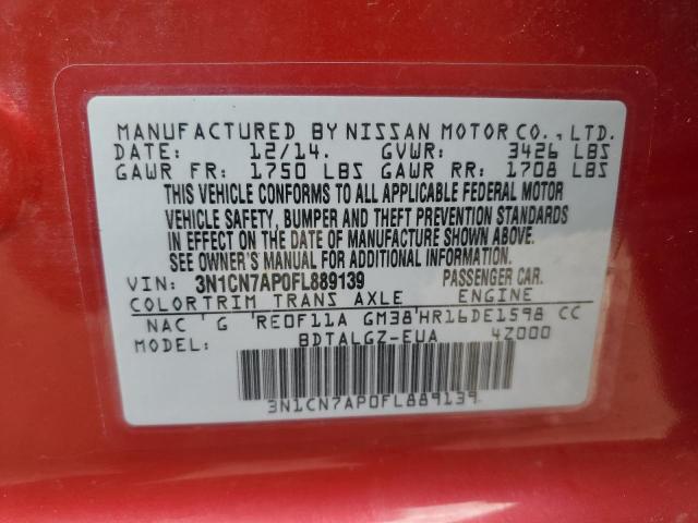 2015 NISSAN VERSA S - 3N1CN7AP0FL889139