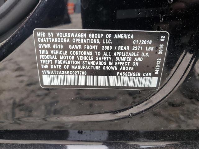 2016 VOLKSWAGEN PASSAT S - 1VWAT7A38GC027708