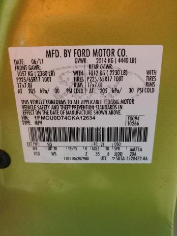 2012 FORD ESCAPE XLT - 1FMCU0D74CKA12634