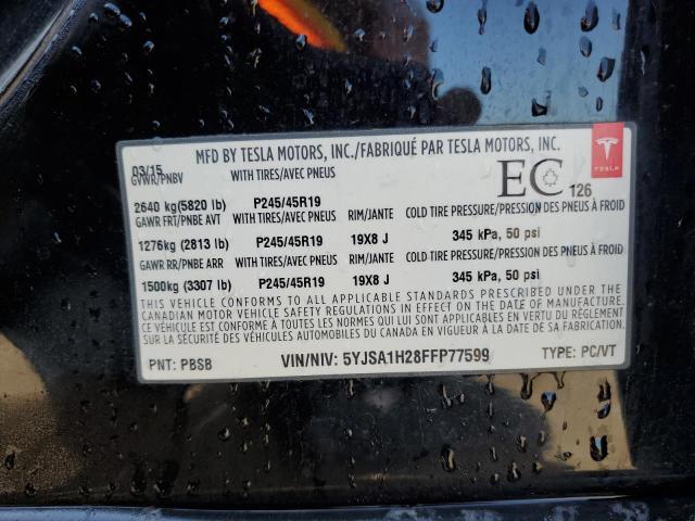 2015 TESLA MODEL S 85 5YJSA1H28FFP77599