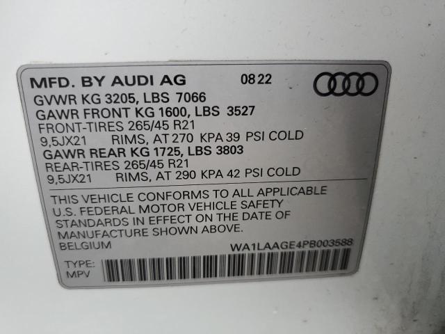 2023 AUDI E-TRON PRE WA1LAAGE4PB003588